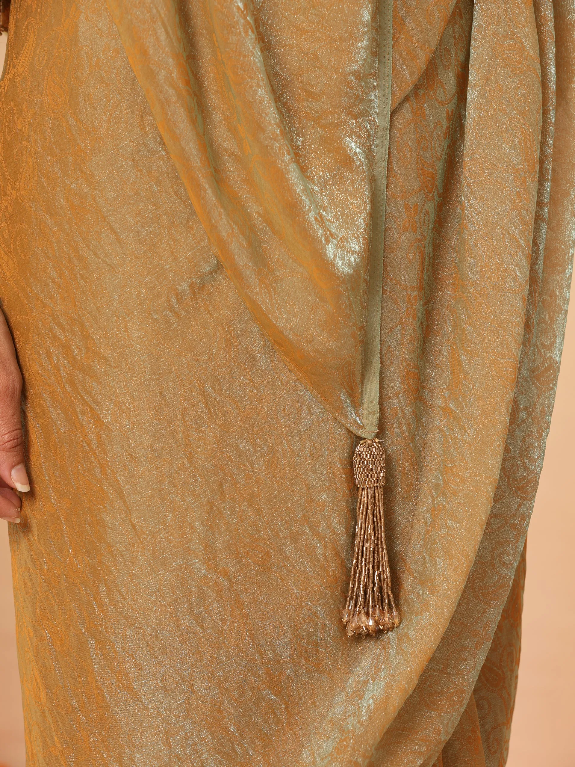 Genie Paisley Self Design Chiffon Saree
