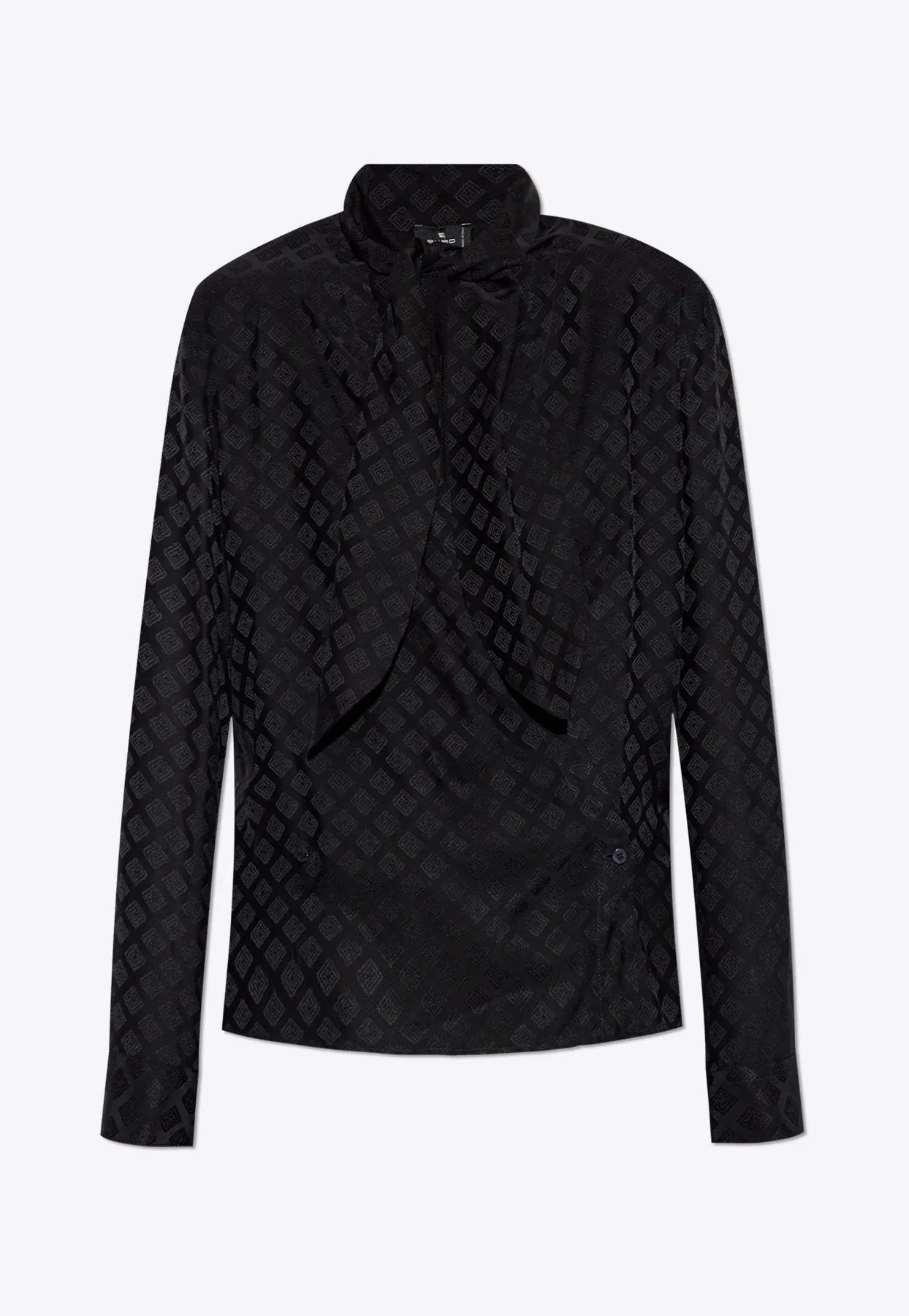 Geometric Jacquard Silk Blouse