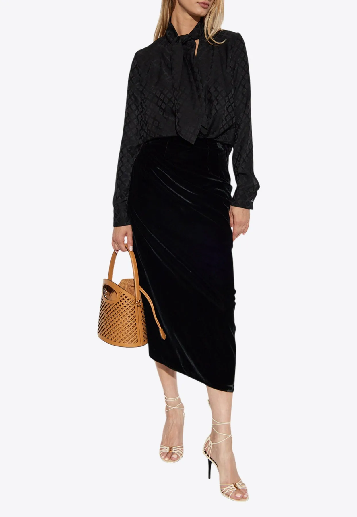 Geometric Jacquard Silk Blouse