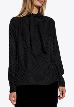 Geometric Jacquard Silk Blouse