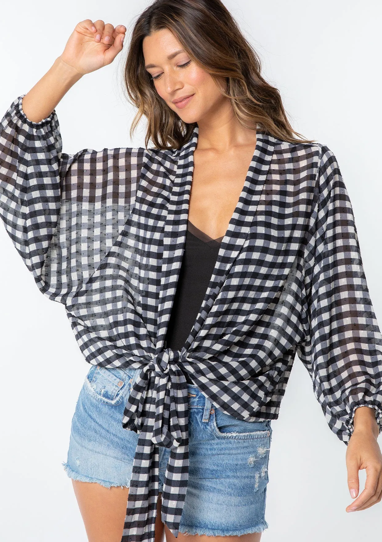 Gia Gingham Tie Front Top