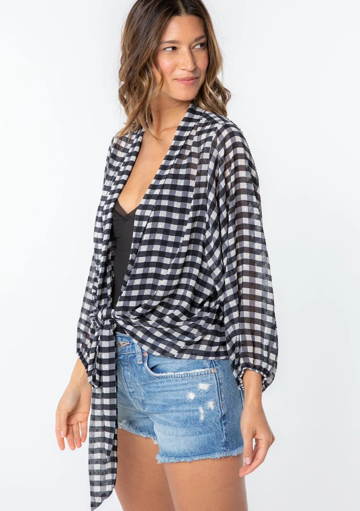 Gia Gingham Tie Front Top