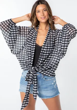 Gia Gingham Tie Front Top