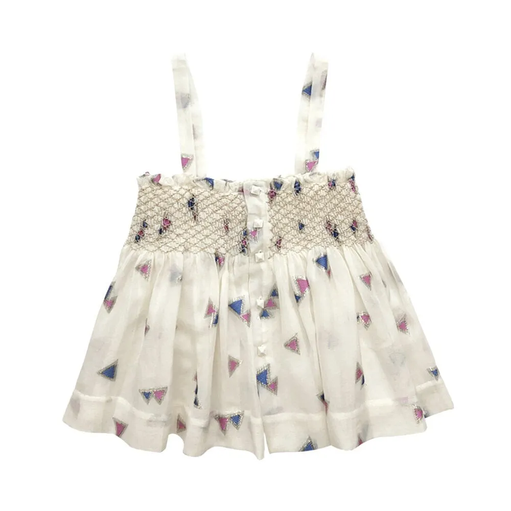 Girls Jamila Smocked Top - Egret