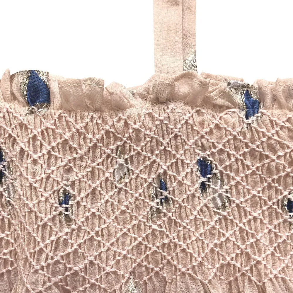 Girls Jamila Smocked Top  - Pale Blush