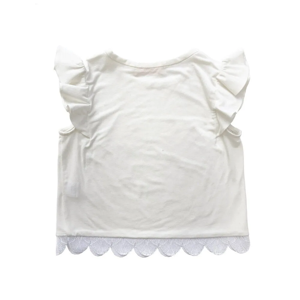 Girls Lotus Jersey Top - Cream
