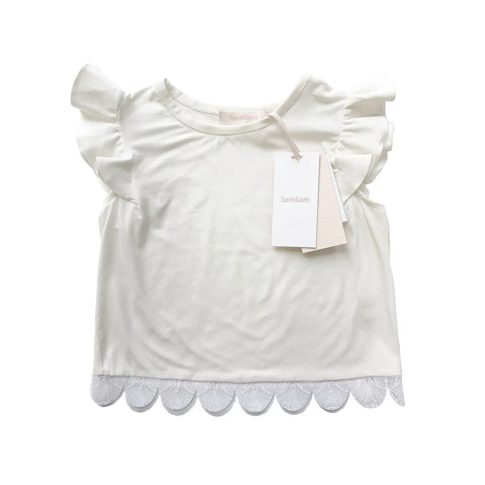 Girls Lotus Jersey Top - Cream