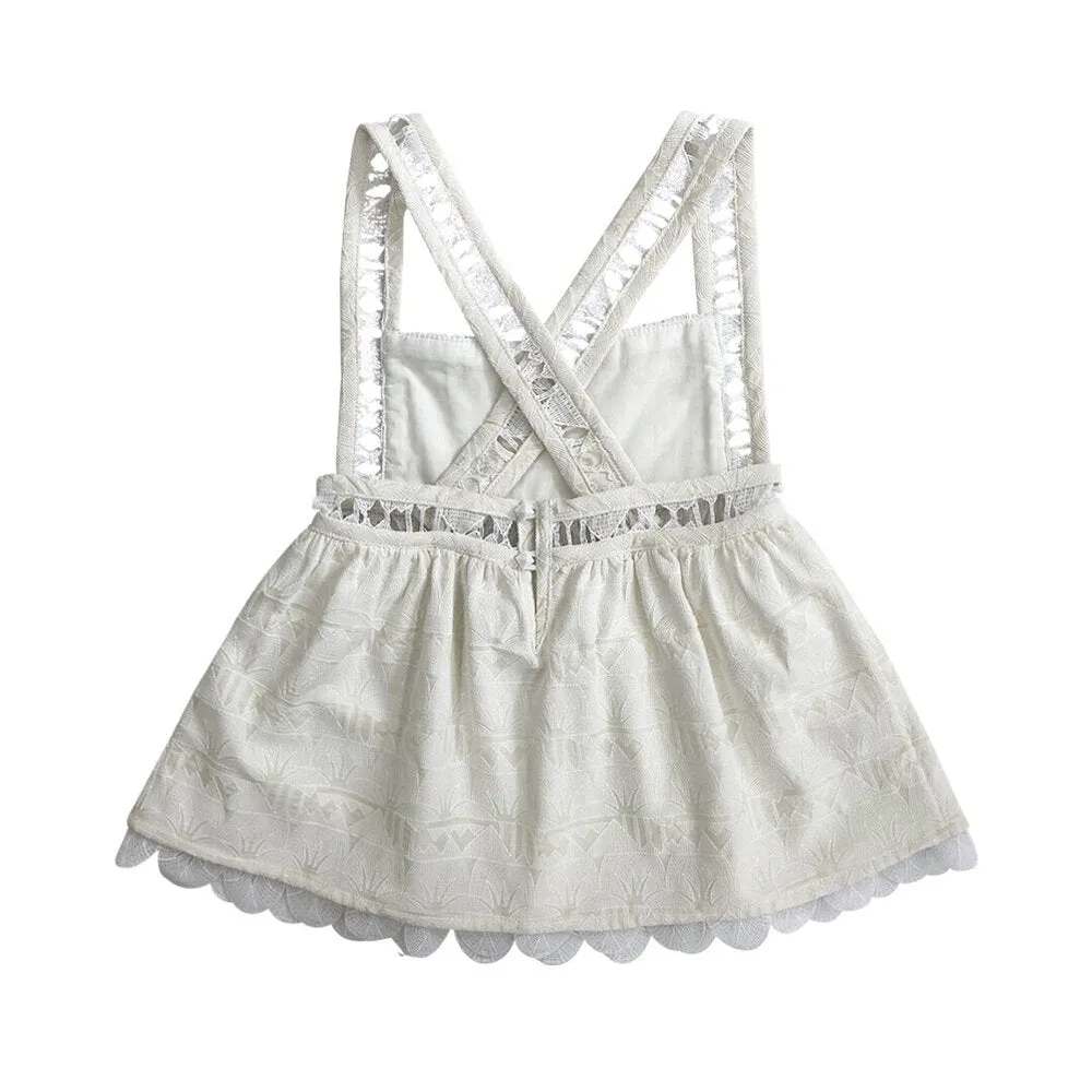 Girls Lotus Smock Top - Cream