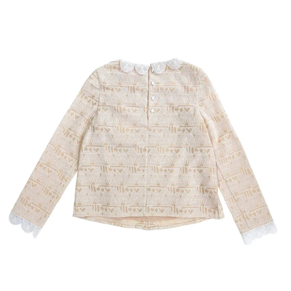 Girls Lotus Trim Top - Blush