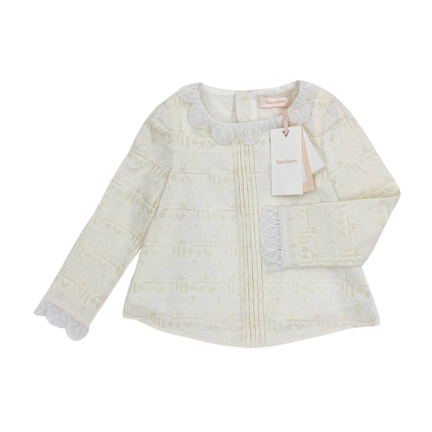 Girls Lotus Trim Top - Cream
