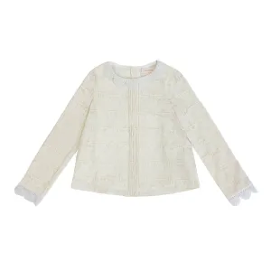Girls Lotus Trim Top - Cream