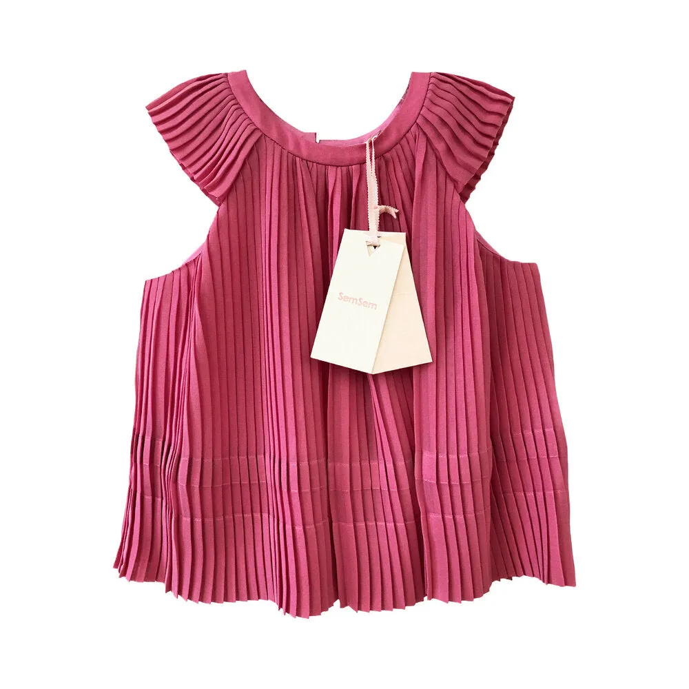 Girls Maryam Pleated Top - Azelia Pink