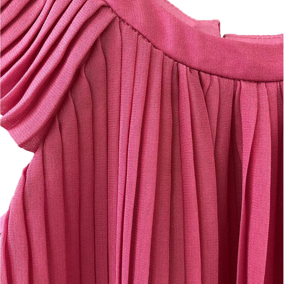 Girls Maryam Pleated Top - Azelia Pink