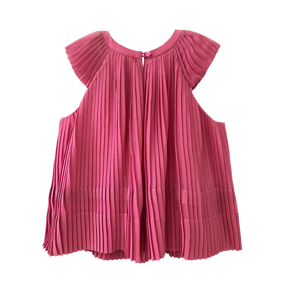 Girls Maryam Pleated Top - Azelia Pink