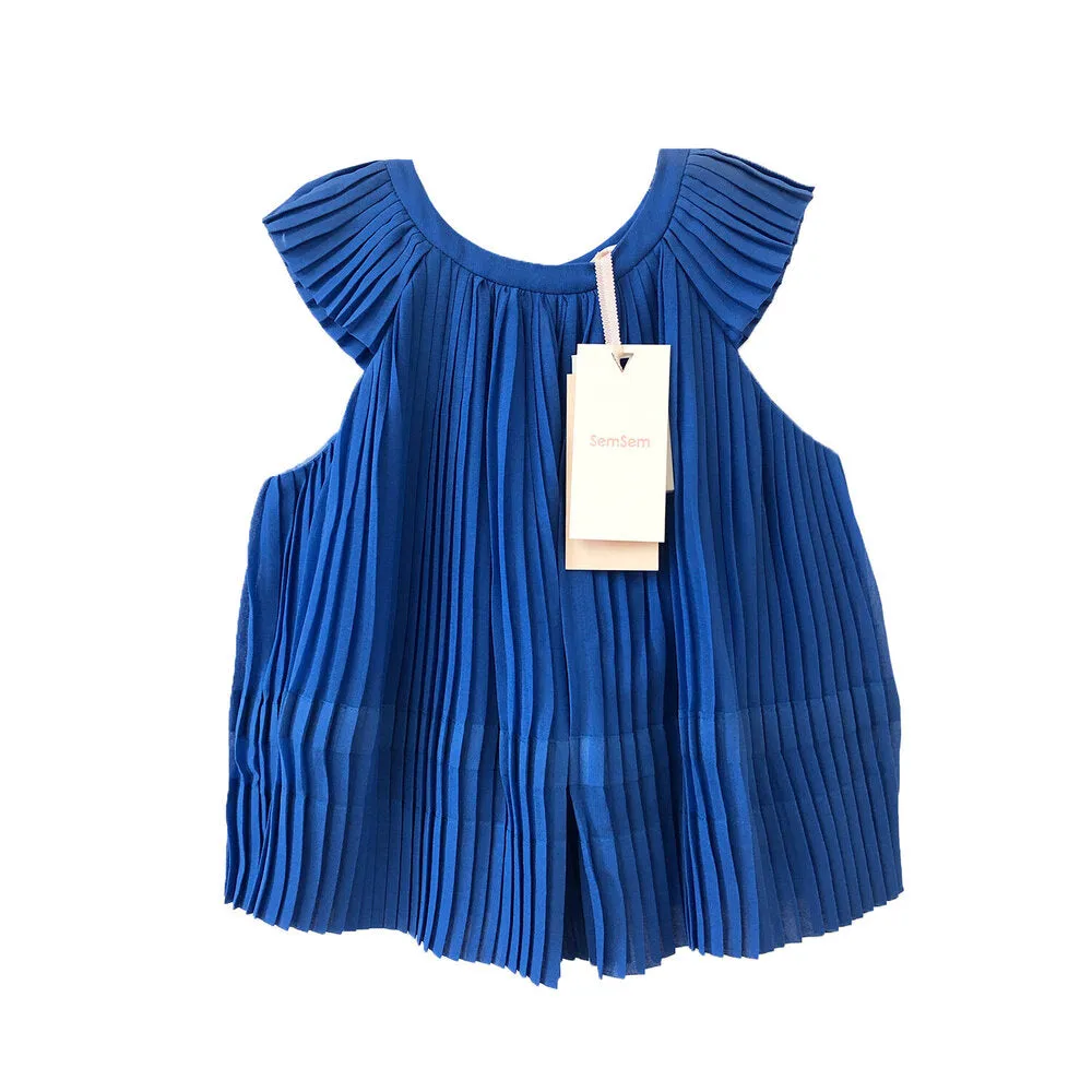 Girls Maryam Pleated Top - Palace Blue