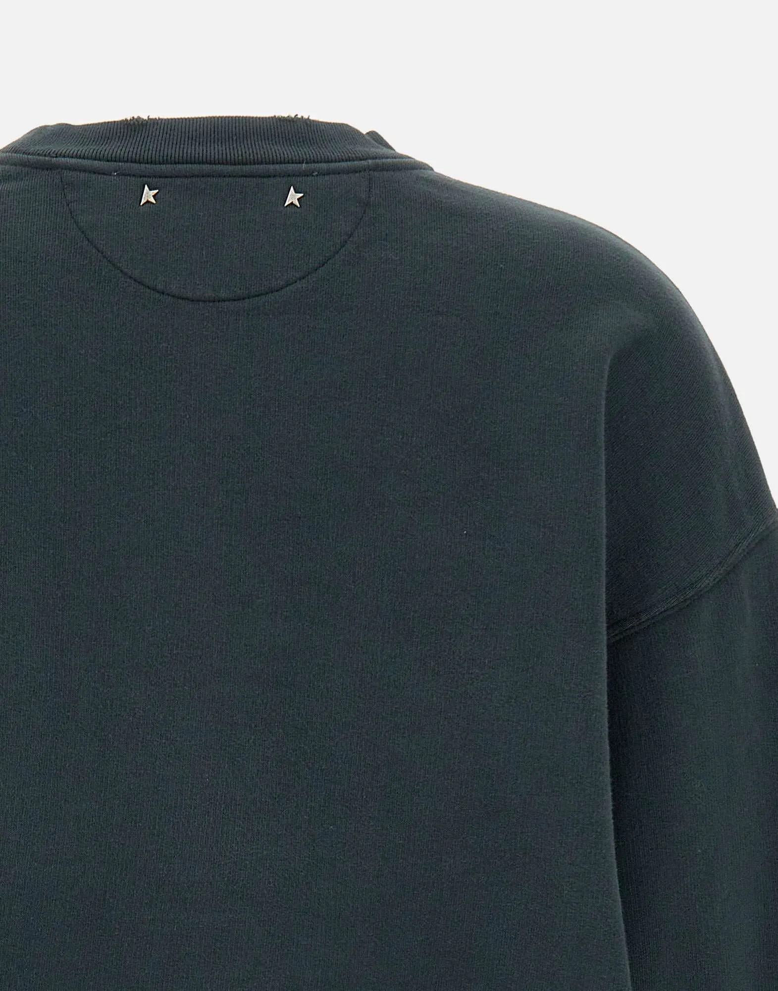 Golden Goose Black Cotton Sweatshirt med kristallapplikationer