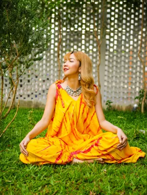 Golden Sunburst Hand Dyed Wide Leg Boho Hippie Jumpsuits Rompers Pants
