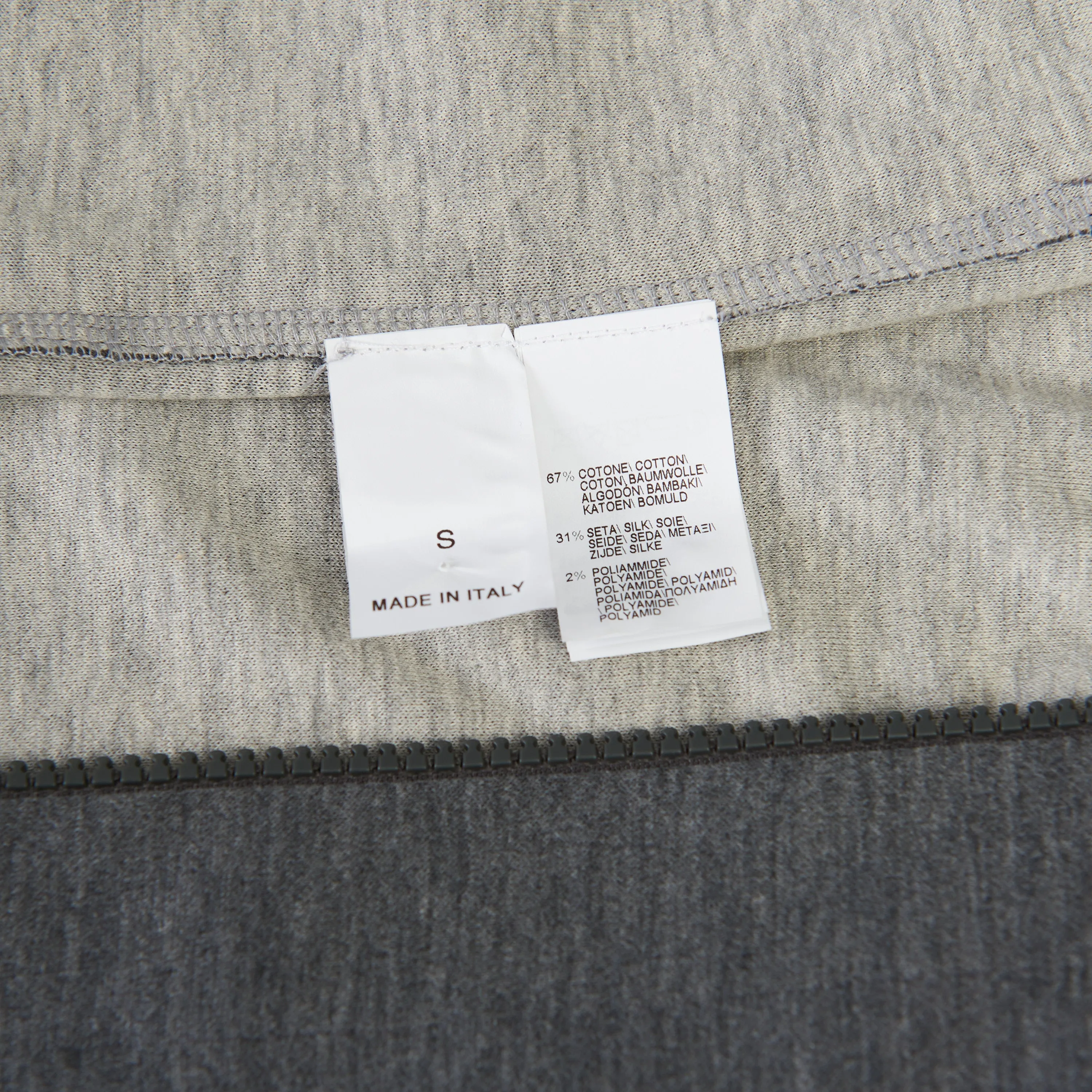Gray Interlock Hooded Sweatshirt - Monili Stripe Embroidery, Cotton & Silk