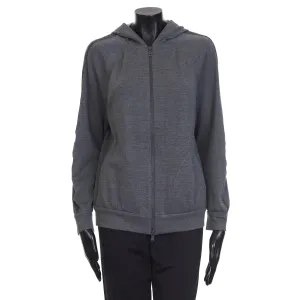 Gray Interlock Hooded Sweatshirt - Monili Stripe Embroidery, Cotton & Silk