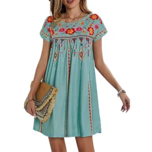 Green multicolor floral  print dress