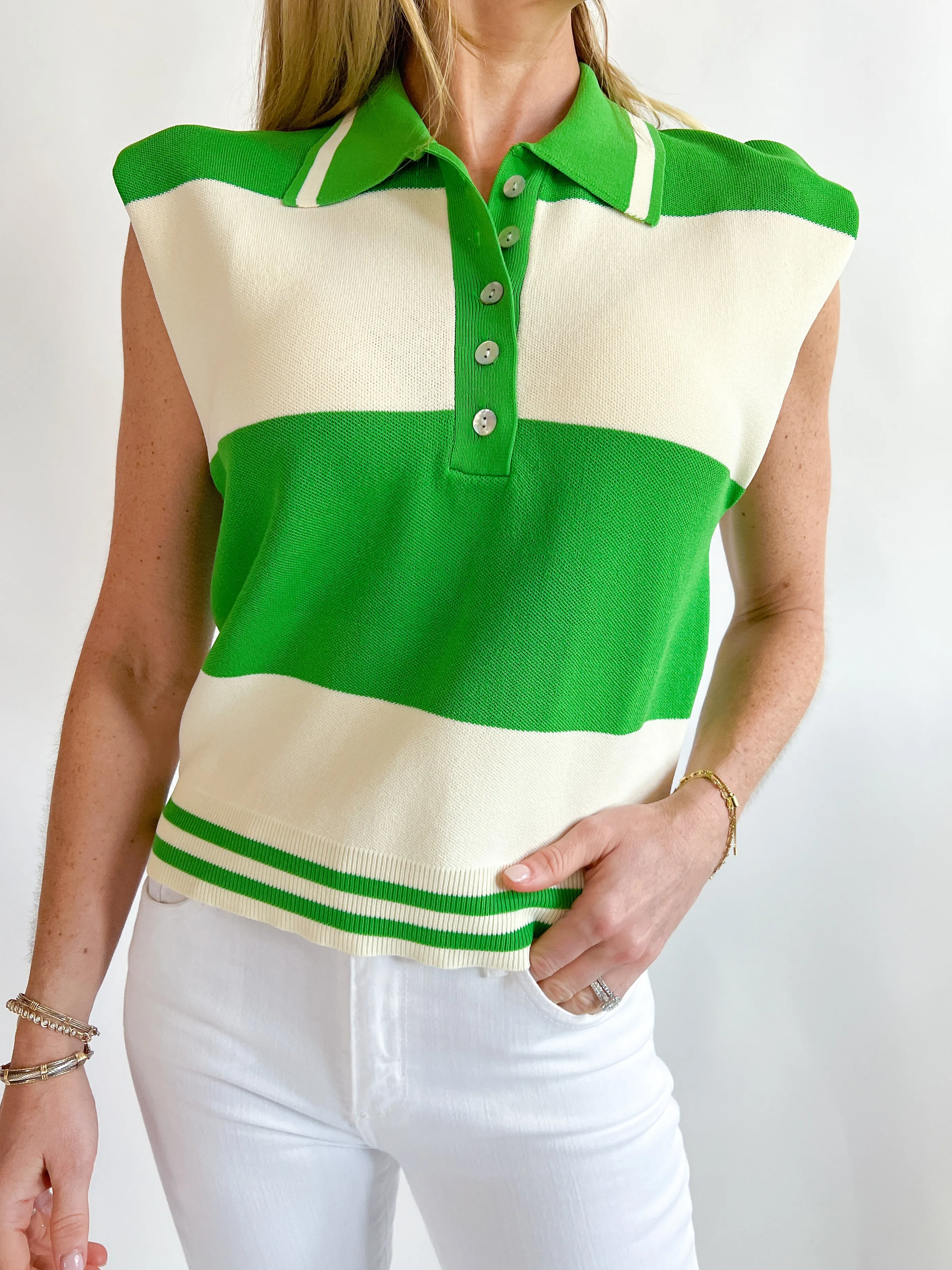 Green Wide Stripe Tank Top