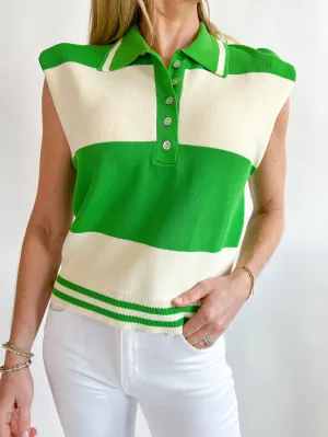Green Wide Stripe Tank Top