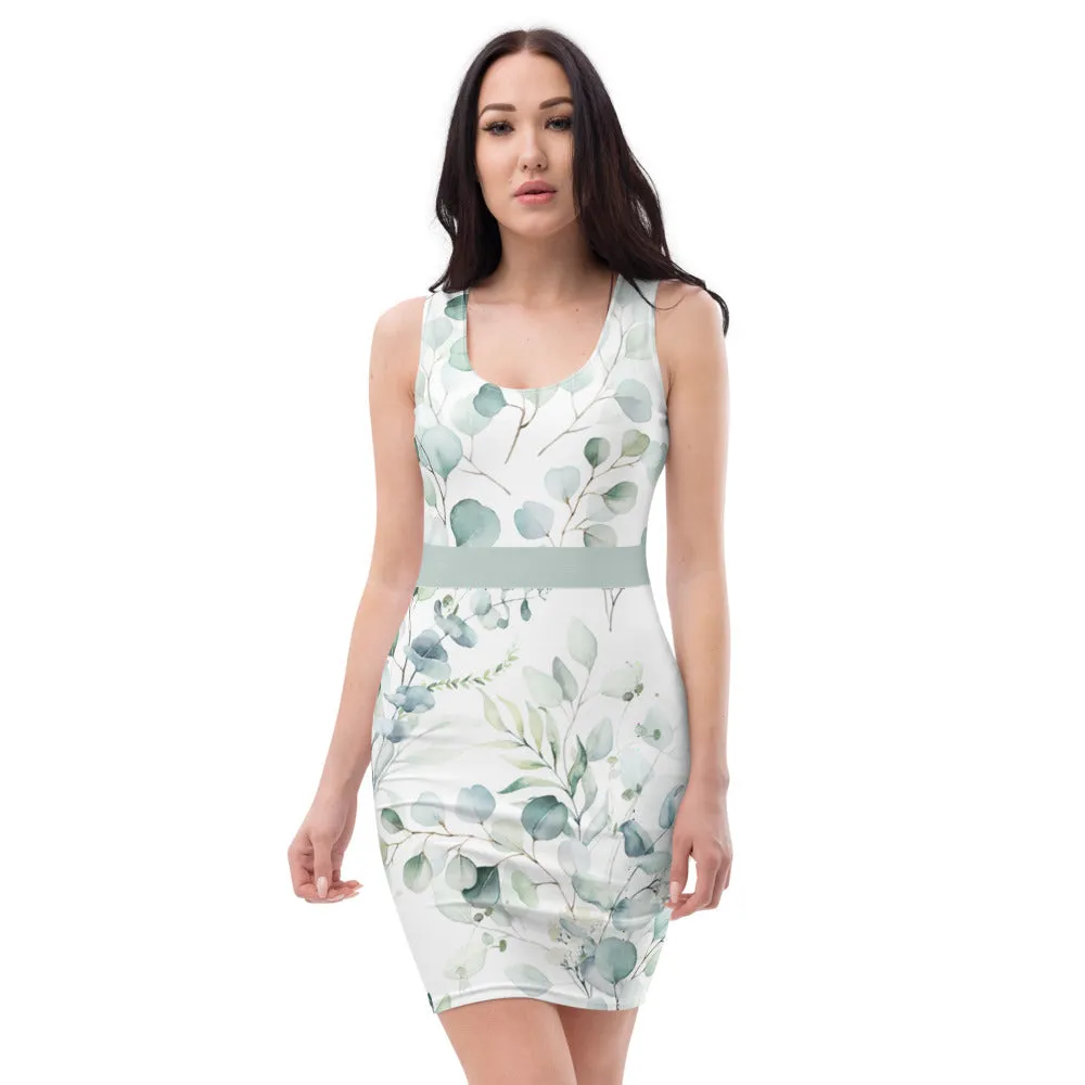 Greens Watercolor Leaves - Printed Dress