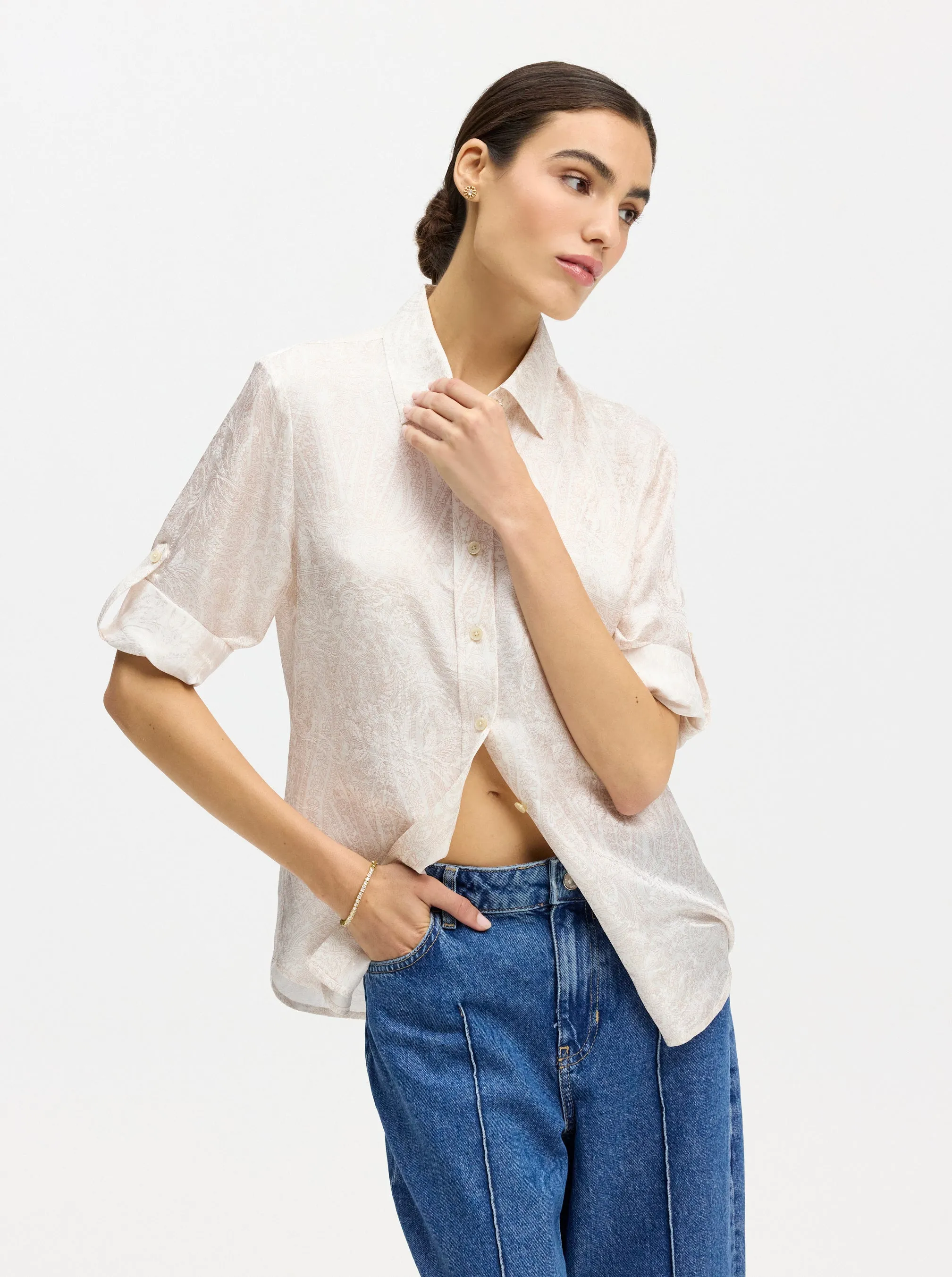HADLEY 3/4 SLEEVE BUTTON DOWN SHIRT
