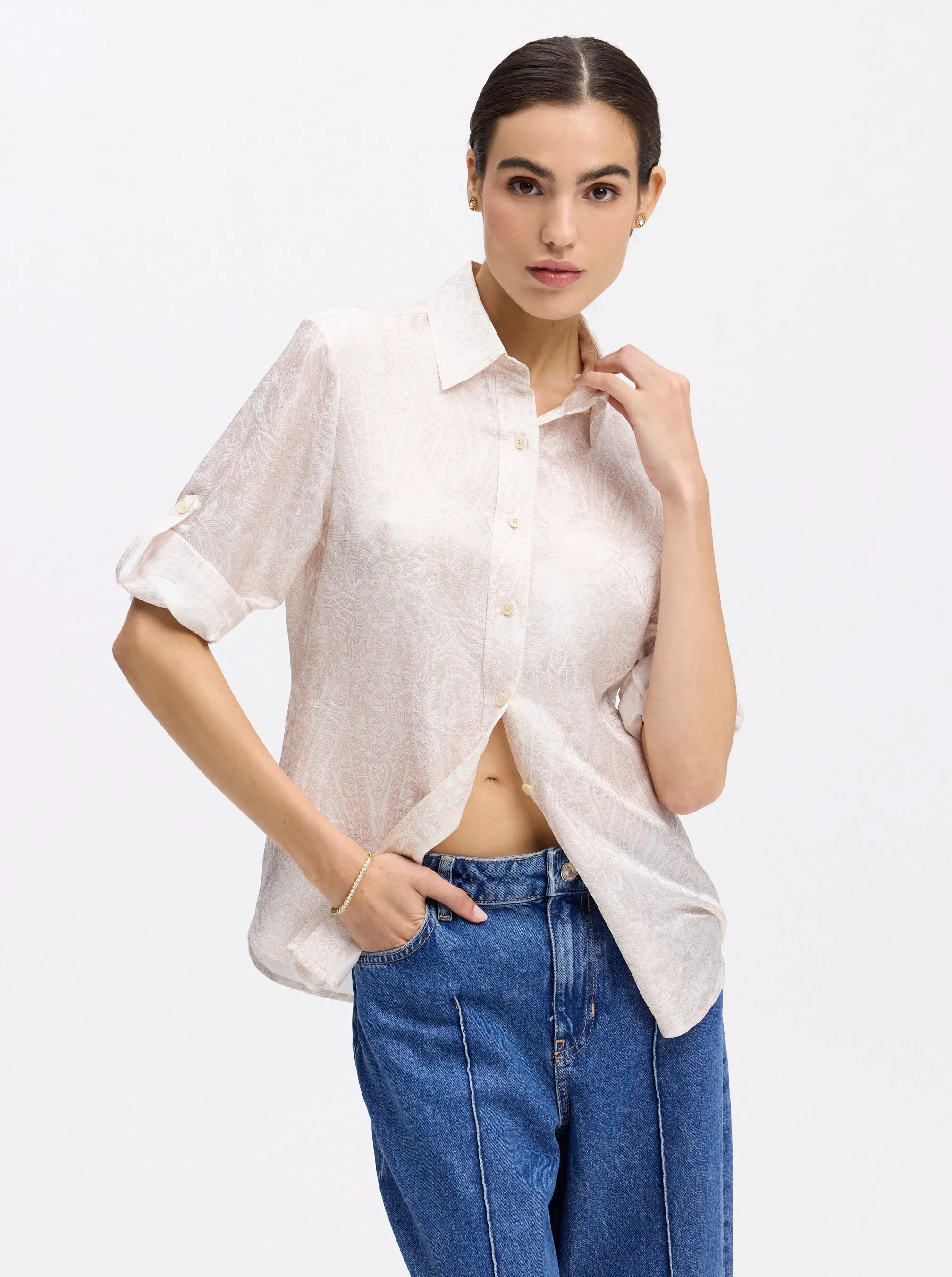 HADLEY 3/4 SLEEVE BUTTON DOWN SHIRT