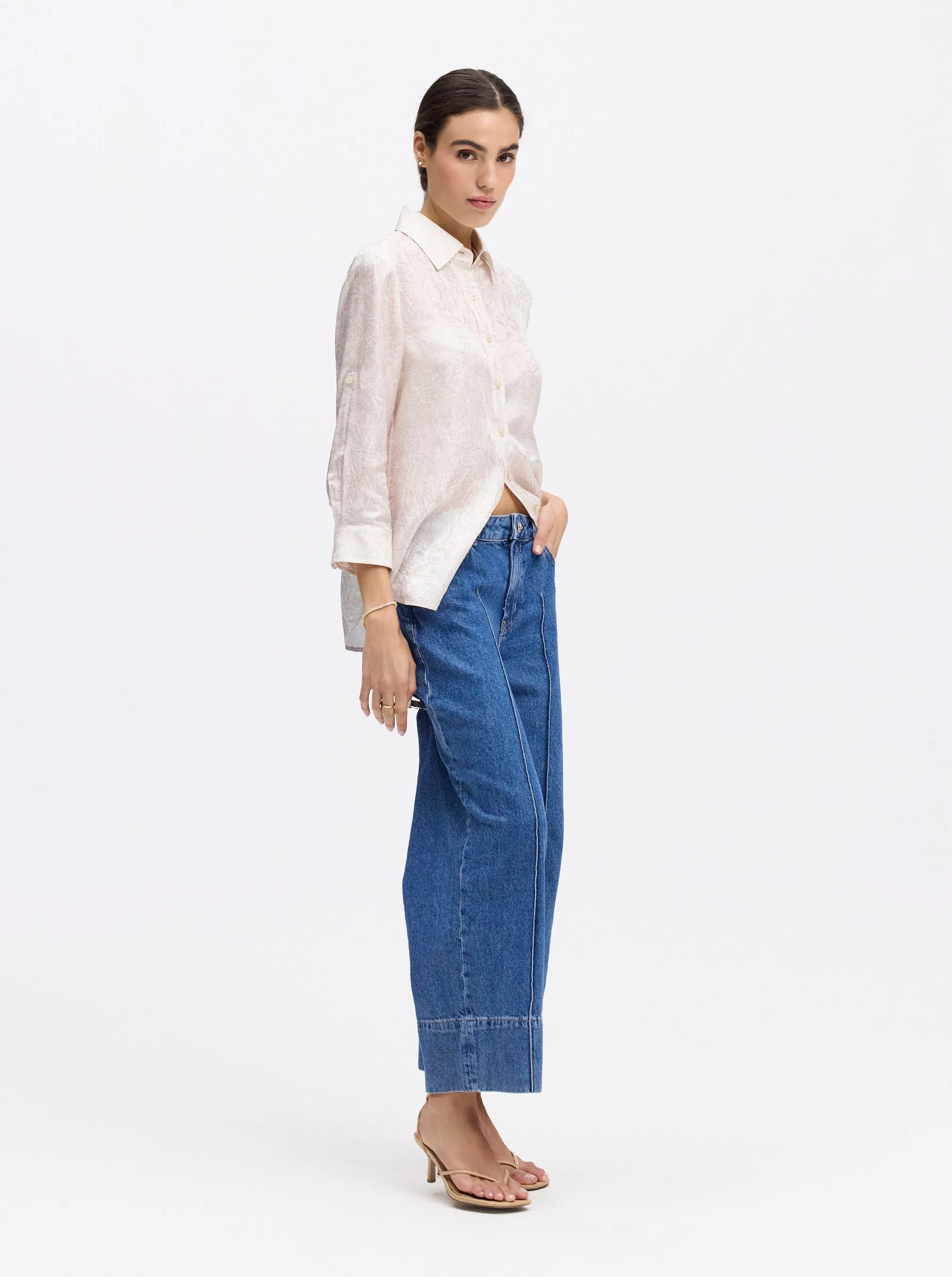 HADLEY 3/4 SLEEVE BUTTON DOWN SHIRT