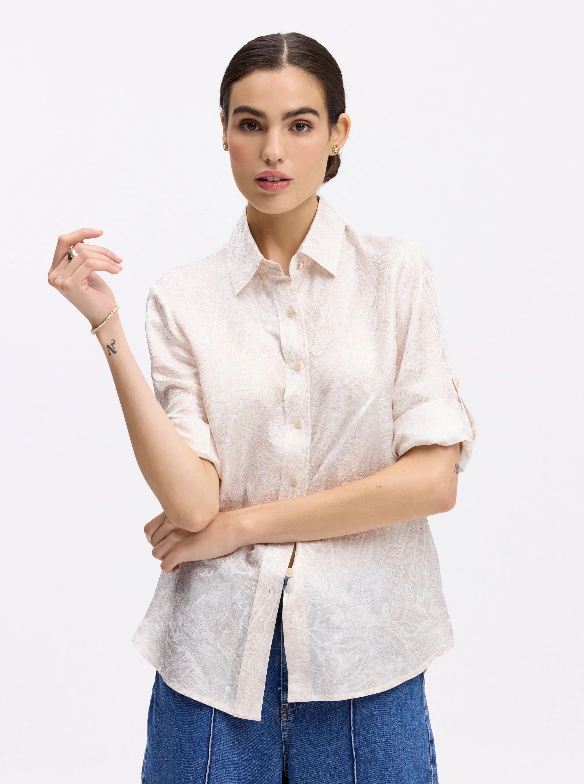 HADLEY 3/4 SLEEVE BUTTON DOWN SHIRT