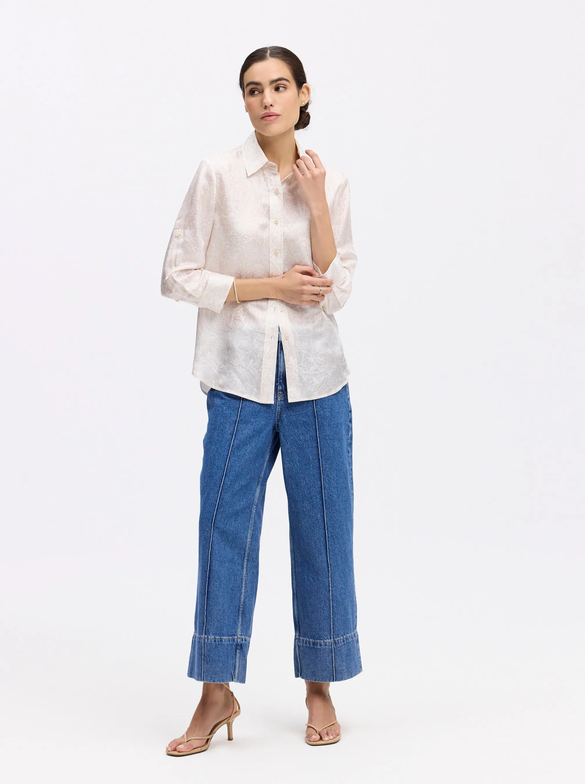 HADLEY 3/4 SLEEVE BUTTON DOWN SHIRT