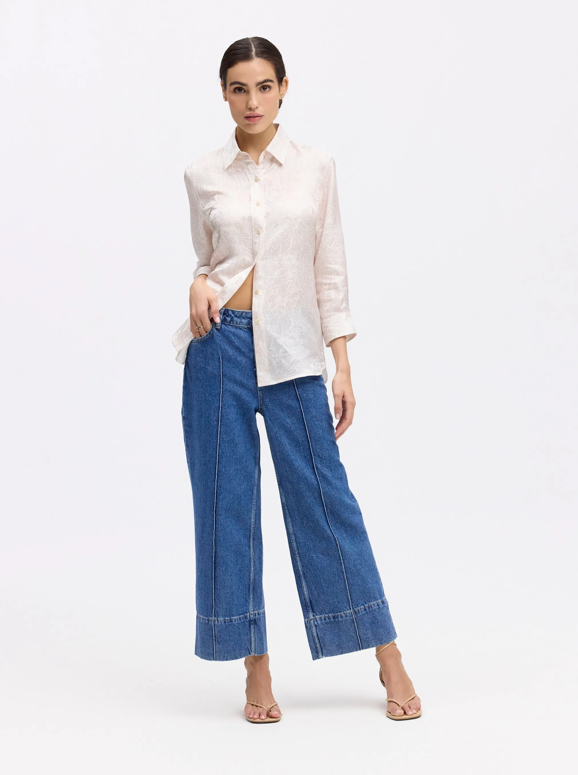 HADLEY 3/4 SLEEVE BUTTON DOWN SHIRT