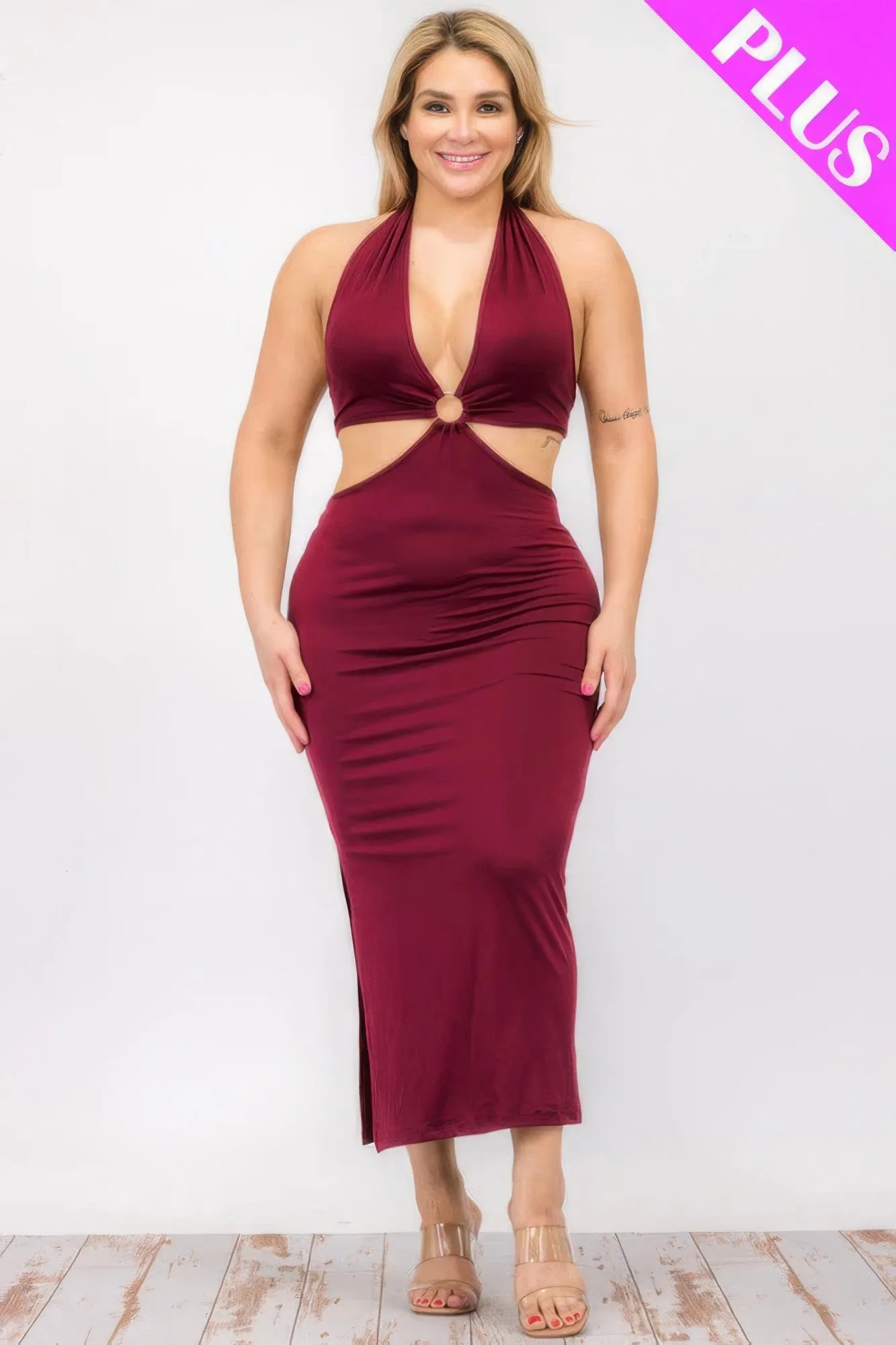 Halter Neck Cut-out Midi Dress