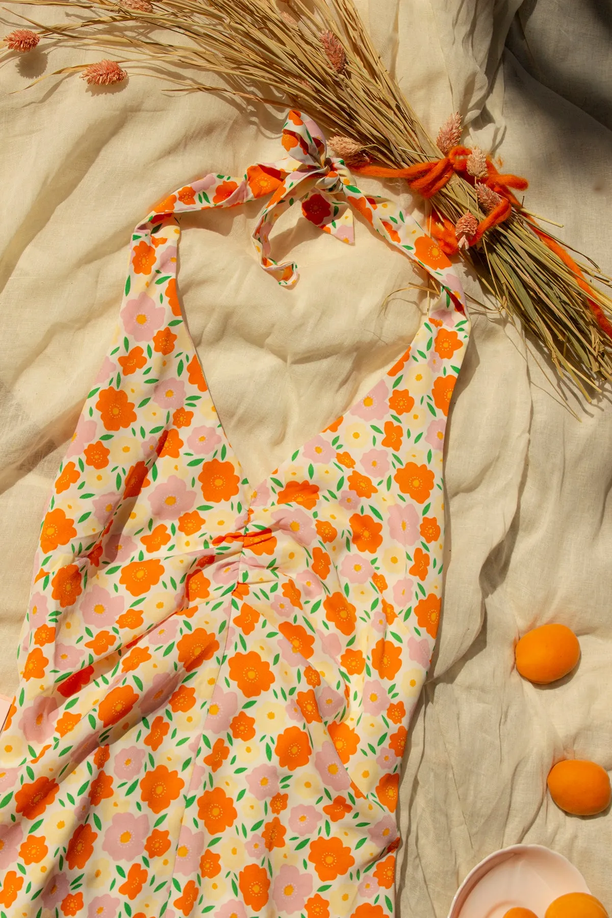 Halter Neck Floral Mini Dress
