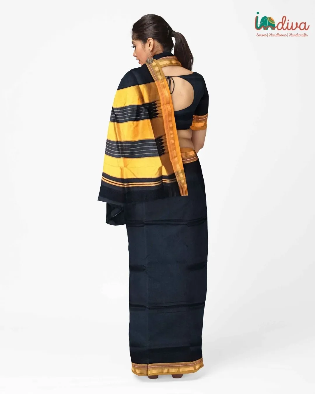 Handloom Black & Yellow SICO Ilkal Saree