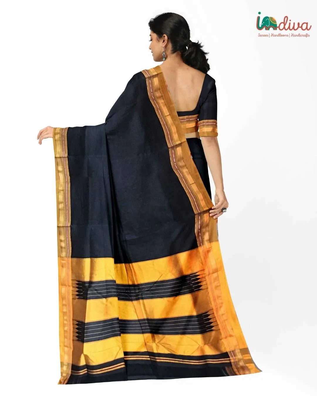 Handloom Black & Yellow SICO Ilkal Saree