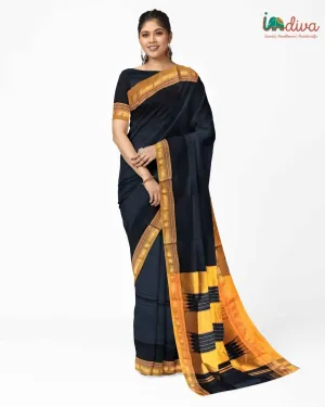 Handloom Black & Yellow SICO Ilkal Saree