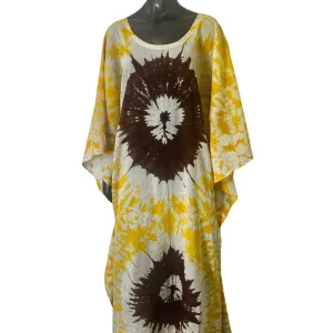 Handmade Tie Dye African Caftan - Yellow Purple