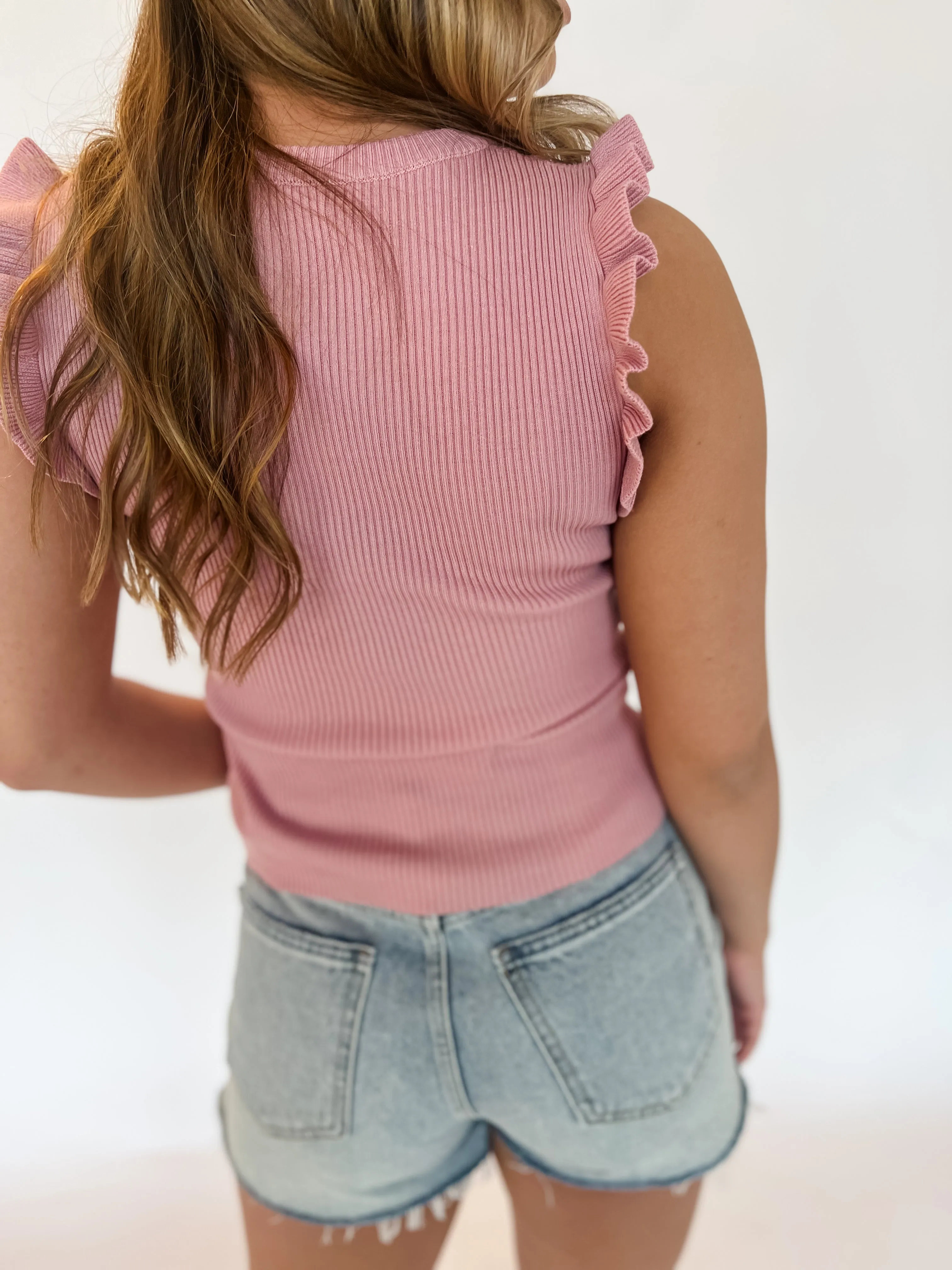 Heart Flutter Knit Top - Pink