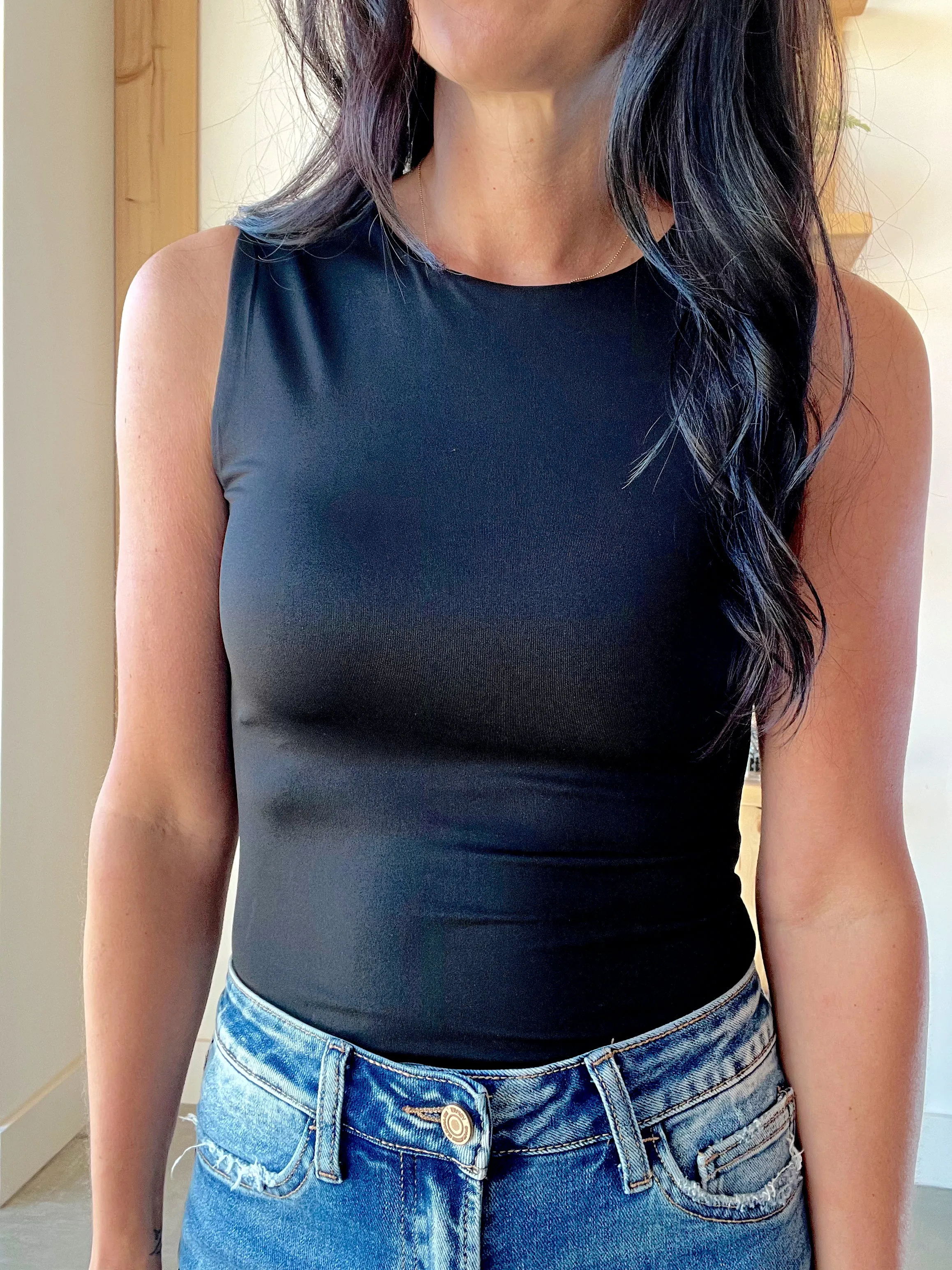 High Neck Bodysuit in Black
