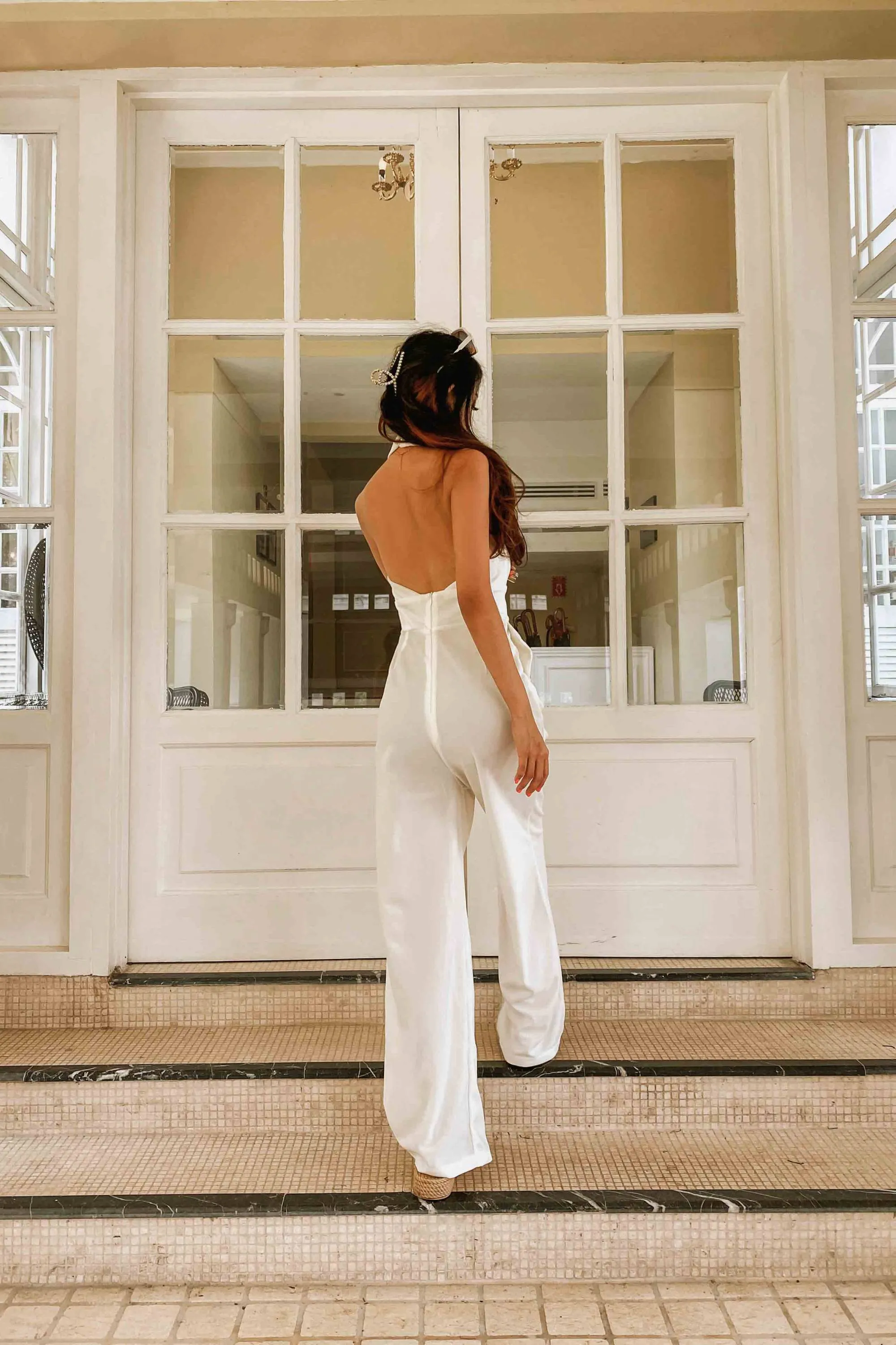 Jio Halter Neck Jumpsuit in White