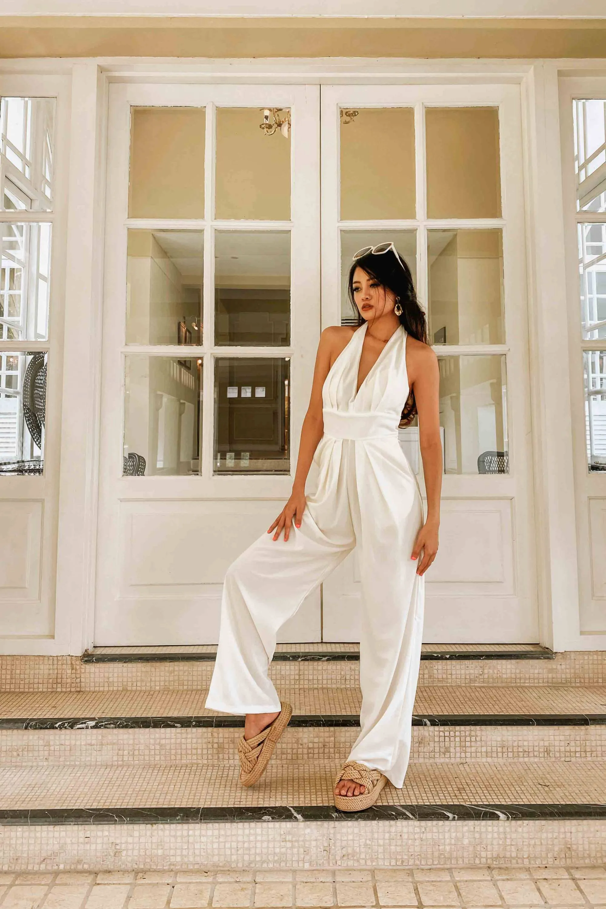 Jio Halter Neck Jumpsuit in White