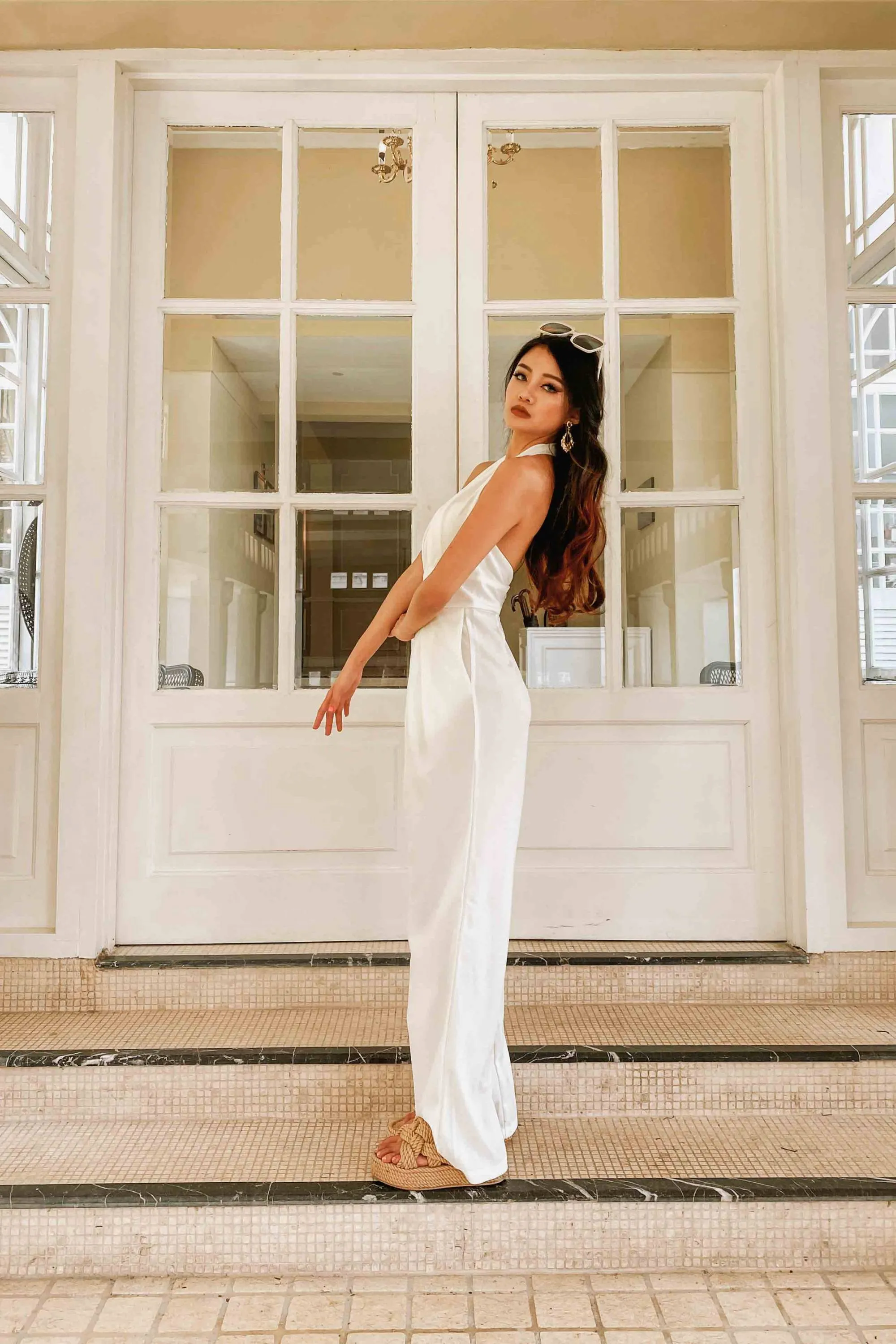 Jio Halter Neck Jumpsuit in White
