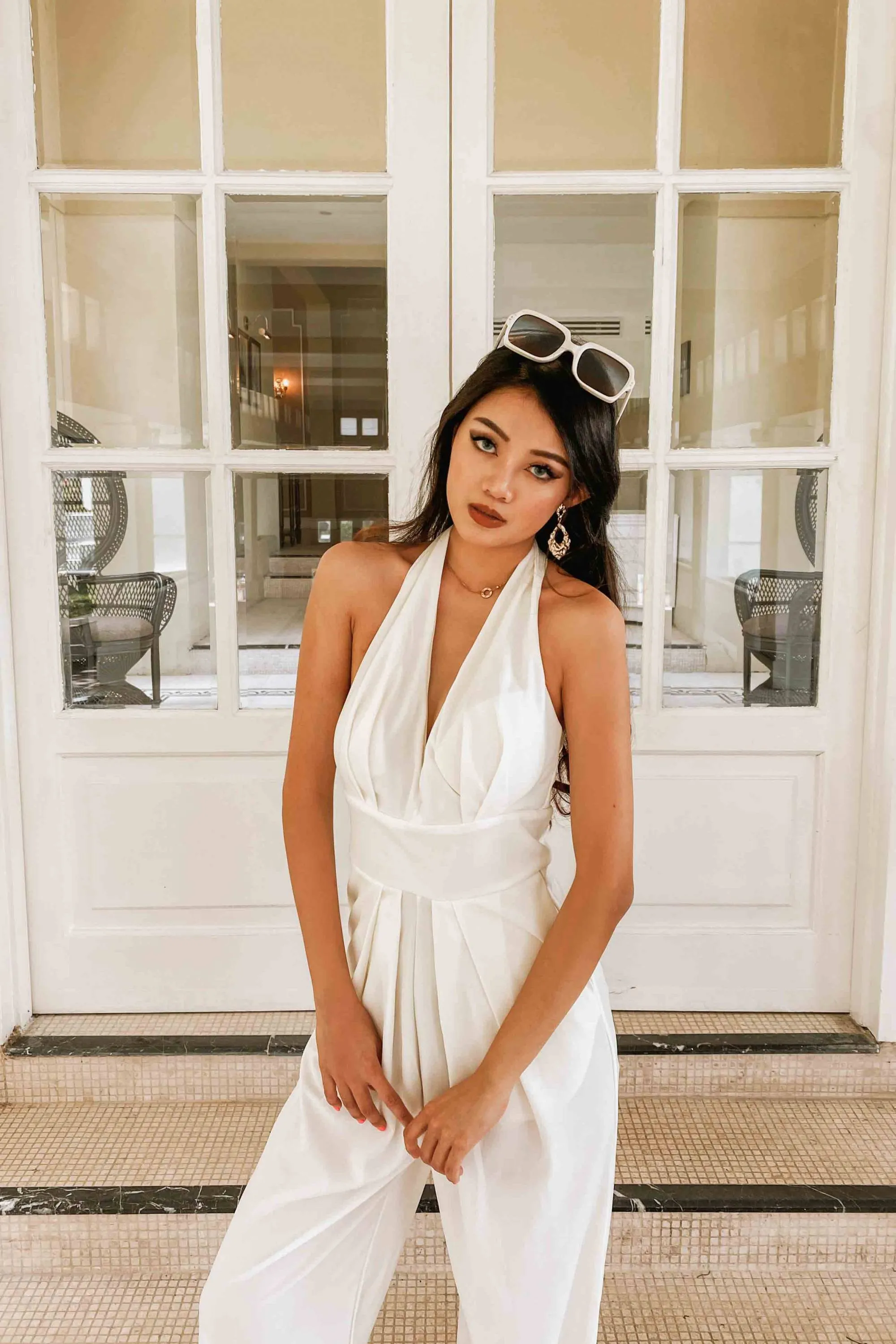 Jio Halter Neck Jumpsuit in White