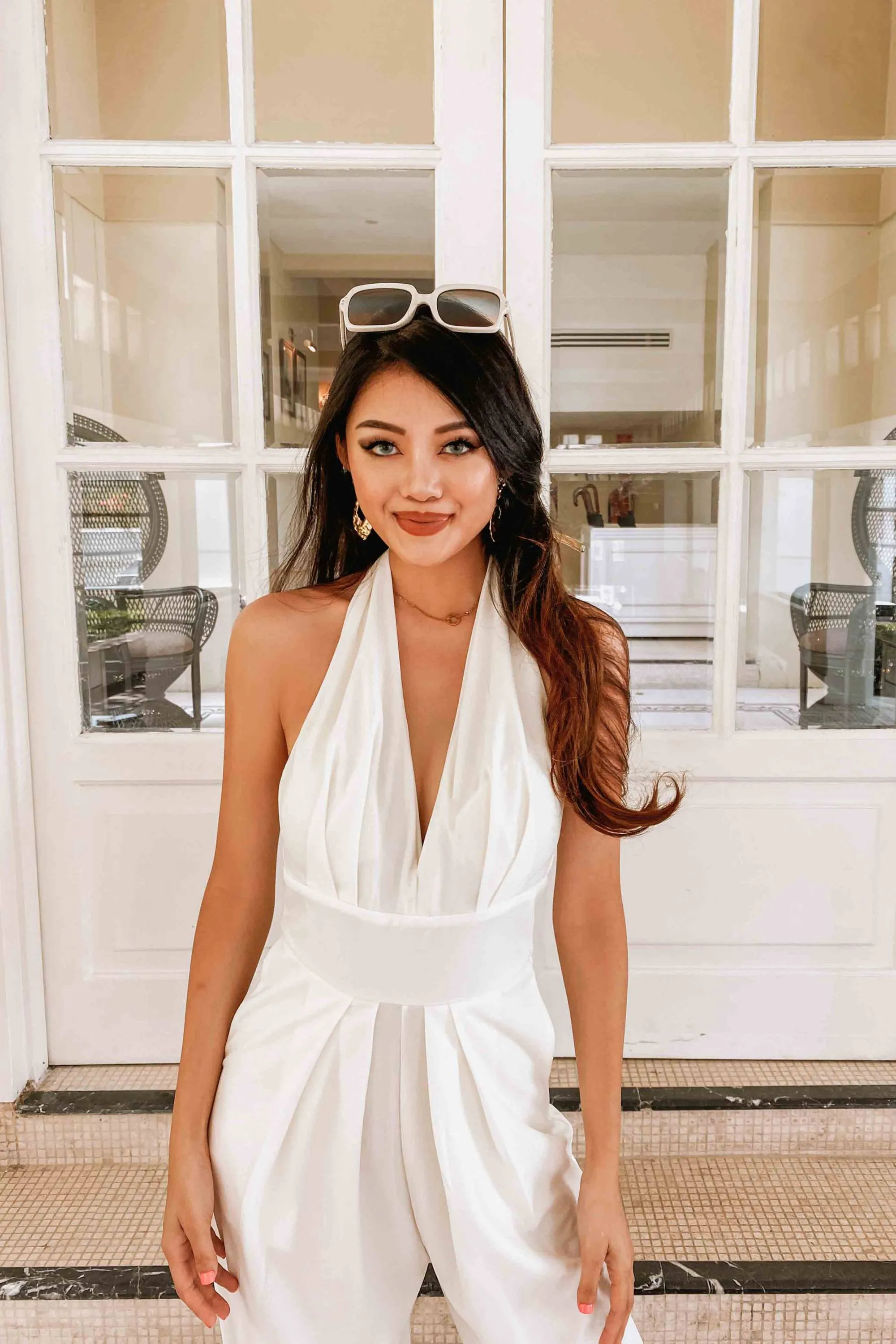 Jio Halter Neck Jumpsuit in White