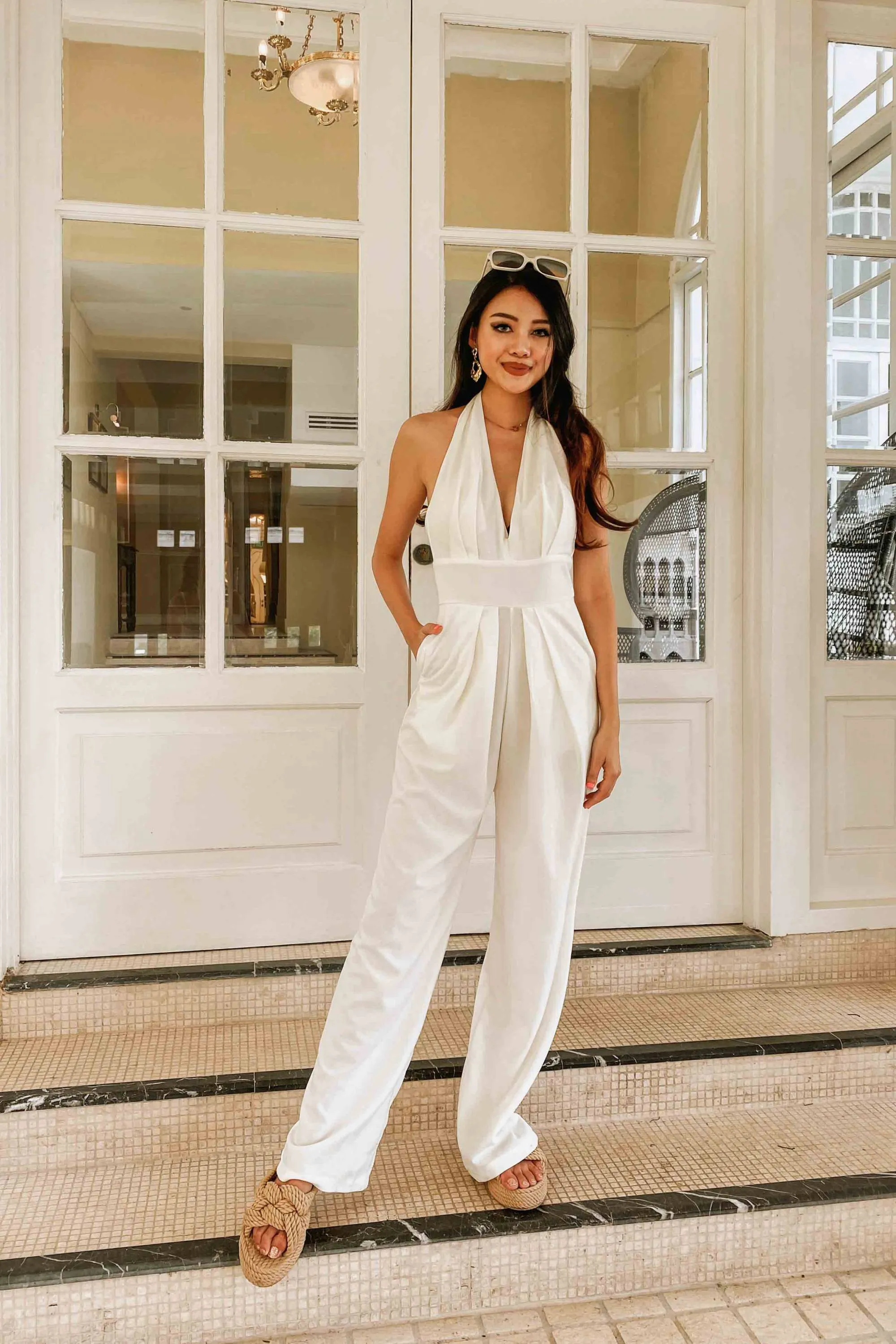 Jio Halter Neck Jumpsuit in White