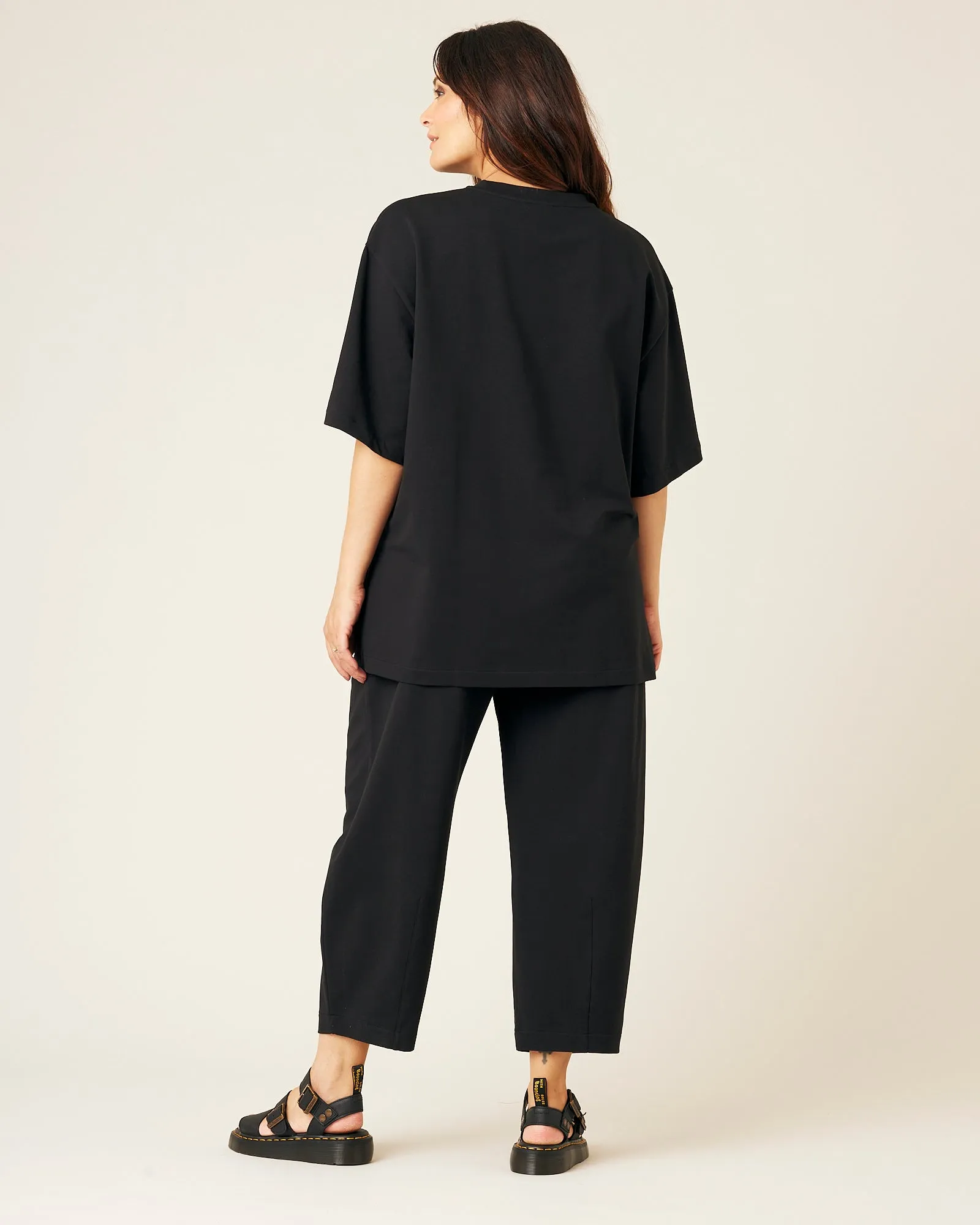 Jude Black Cotton Jersey Short Drop Sleeve Top