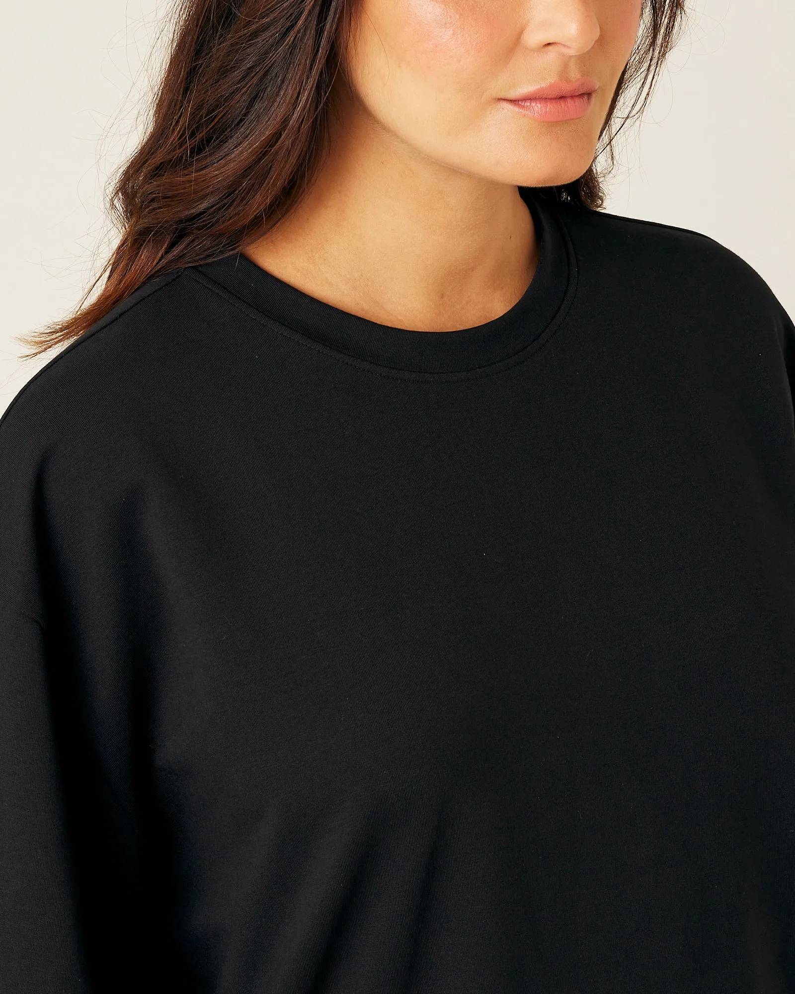 Jude Black Cotton Jersey Short Drop Sleeve Top
