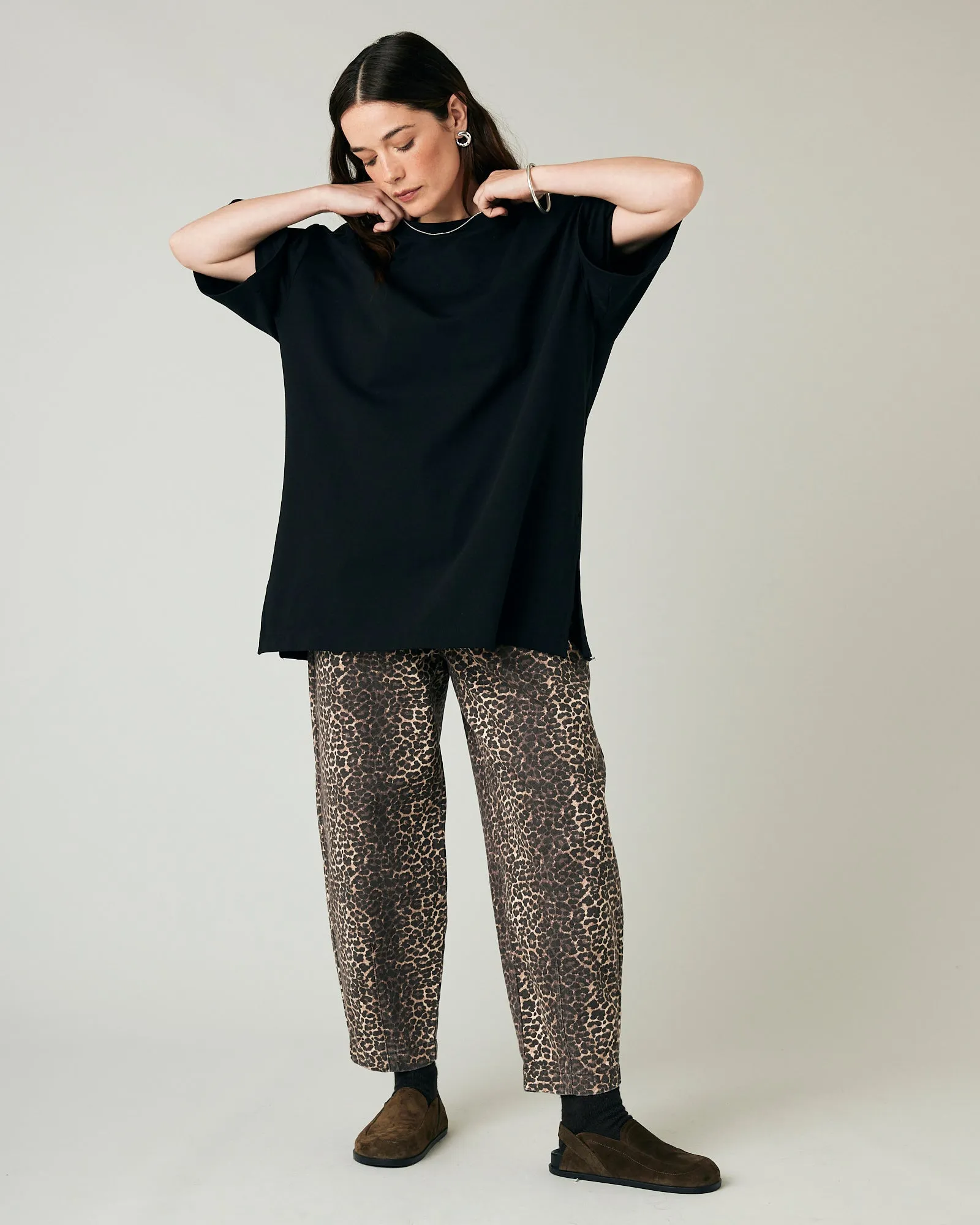 Jude Black Cotton Jersey Short Drop Sleeve Top